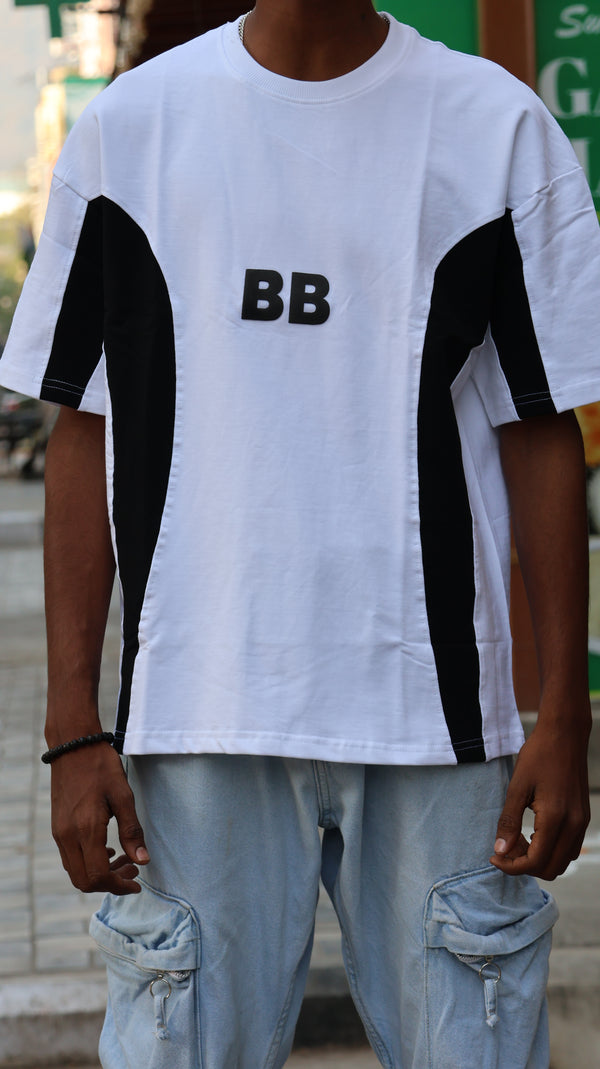 The "BB" Block  white  Oversized Tee