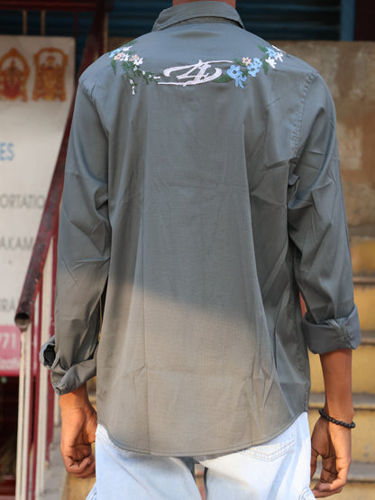 Floral Crest Utility Shirt – Slate Grey shirt