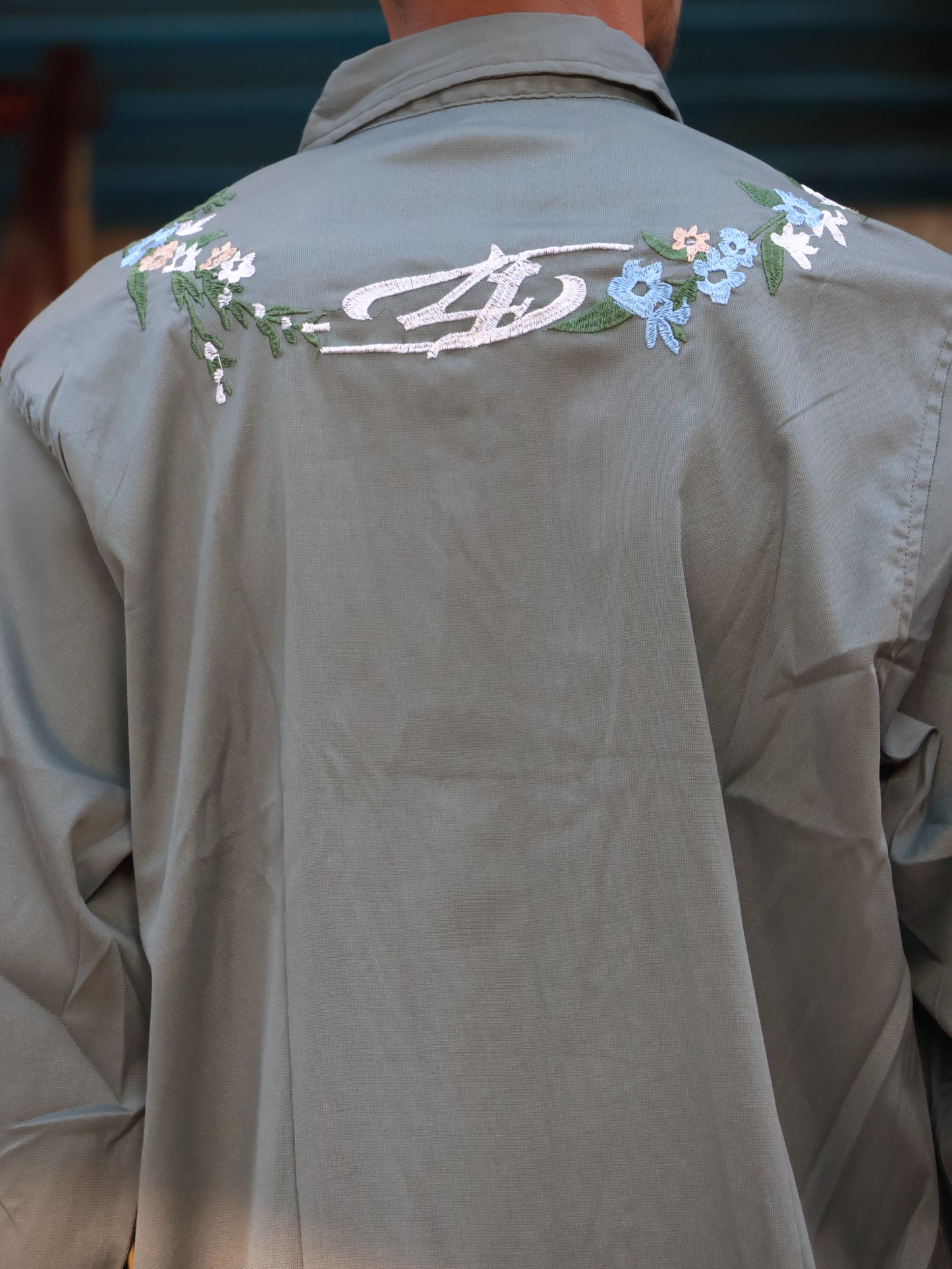 Floral Crest Utility Shirt – Slate Grey shirt