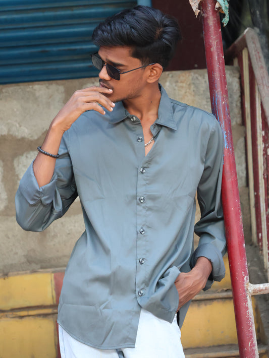 Floral Crest Utility Shirt – Slate Grey shirt