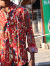 Tribal Fusion Geometric Print Shirt – Crimson & Multi