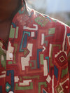 Tribal Fusion Geometric Print Shirt – Crimson & Multi