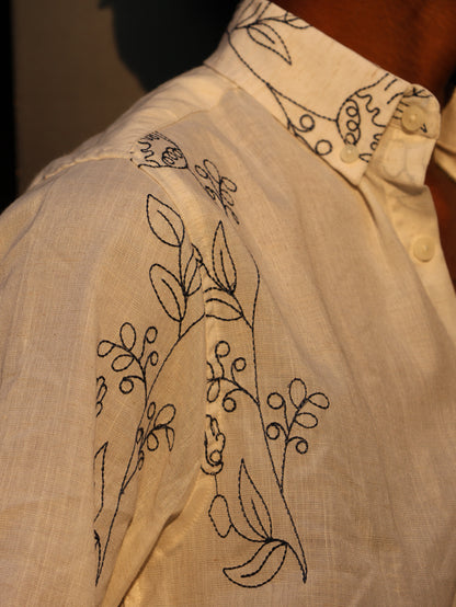 Line-Art Embroidered Button-Down // Off-White