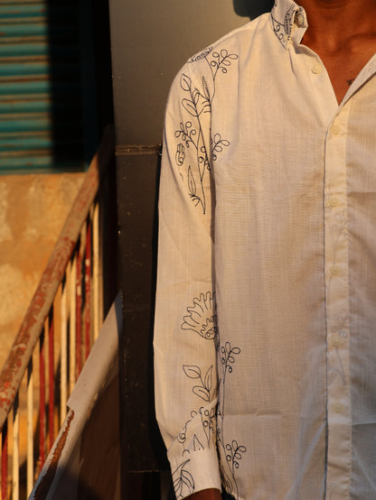 Line-Art Embroidered Button-Down // Off-White