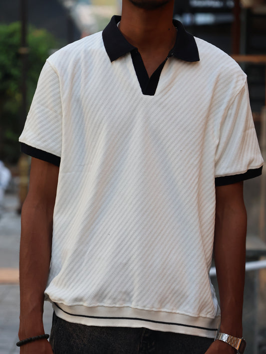 V-NECK  WHITE OLD MONEY T-SHIRT