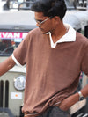 The Diagonal Ribbed Knit Polo T-SHIRT