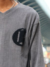 Textured Grey Oversized V-Neck Sweatshirt