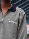 🟤 Textured Zip-Up Polo Sweatshirt
