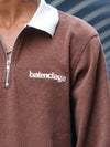 🤎 Textured Brown Zip-Up Polo Sweatshirt