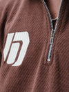 🤎 Textured Brown Zip-Up Polo Sweatshirt