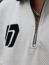 🤍 Textured White Zip-Up Polo Sweatshirt