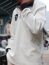🤍 Textured White Zip-Up Polo Sweatshirt