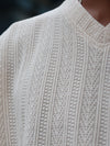 🤍 Textured Off-White V-Neck Sweatshirt