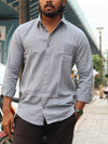 SKRIVOO Classic Skrivoo light grey linen  Shirt – Slim Fit