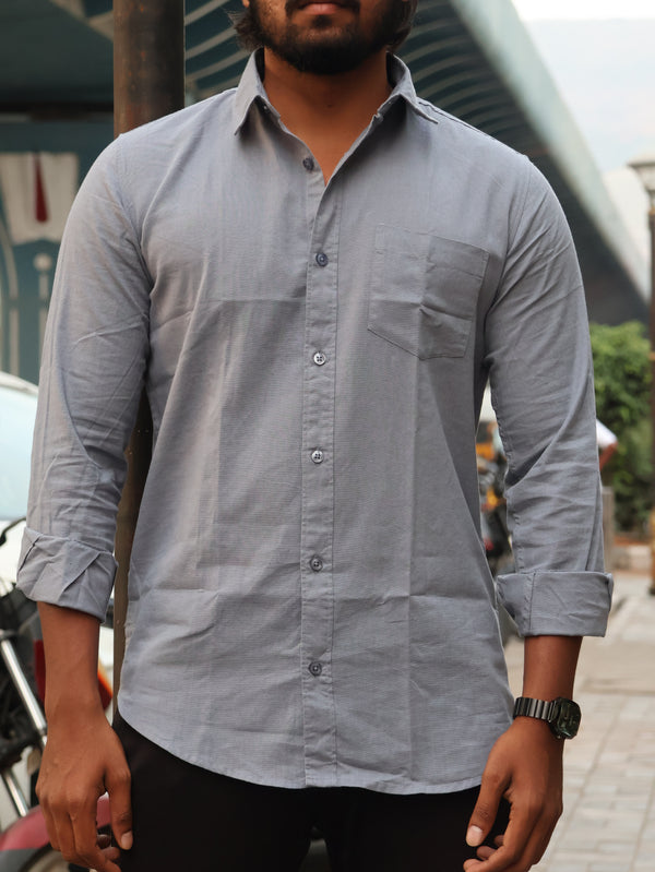 SKRIVOO Steel Grey Textured linen Shirt