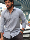 SKRIVOO Steel Grey Textured linen Shirt