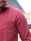 SKRIVOO Premium Maroon linen  Shirt – Slim Fit