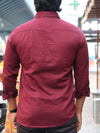 SKRIVOO Premium Maroon linen  Shirt – Slim Fit