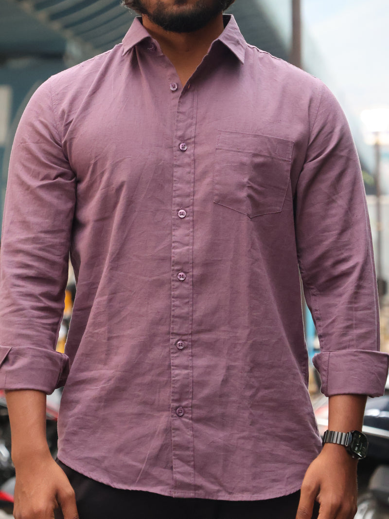 SKRIVOO Dusty Mauve Premium SKRIVOO  Linen  Shirt