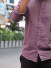 SKRIVOO Dusty Mauve Premium SKRIVOO  Linen  Shirt