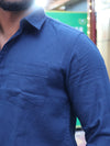 SKRIVOO Midnight Navy Essential linen Shirt