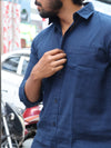 SKRIVOO Midnight Navy Essential linen Shirt