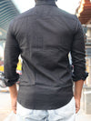SKRIVOO LINEN Onyx Black Textured Shirt