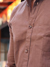 SKRIVOO Classic Brown Linen Shirt – Slim Fit Essential