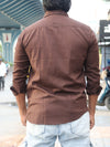 SKRIVOO Classic Brown Linen Shirt – Slim Fit Essential
