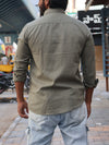 SKRIVOO Sage Green Textured SKRIVOO Linen  Shirt