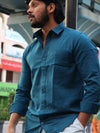 SKRIVOO LINEN Premium Teal Casual Shirt – Modern Fit
