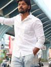 SKRIVOO Arctic White Textured Linen Shirt