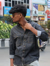Classic Washed Denim Shirt – Dark Grey