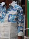 Premium Blue Floral Print Shirt – Off White