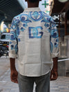 Premium Blue Floral Print Shirt – Off White
