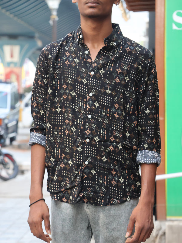Abstract Printed Shirt – Black Multi Pattern