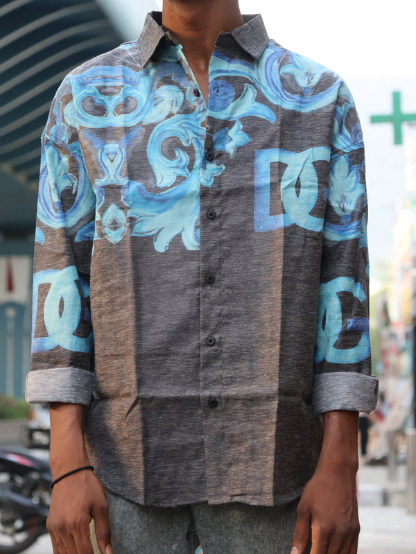 Ocean Wave Printed Casual Shirt