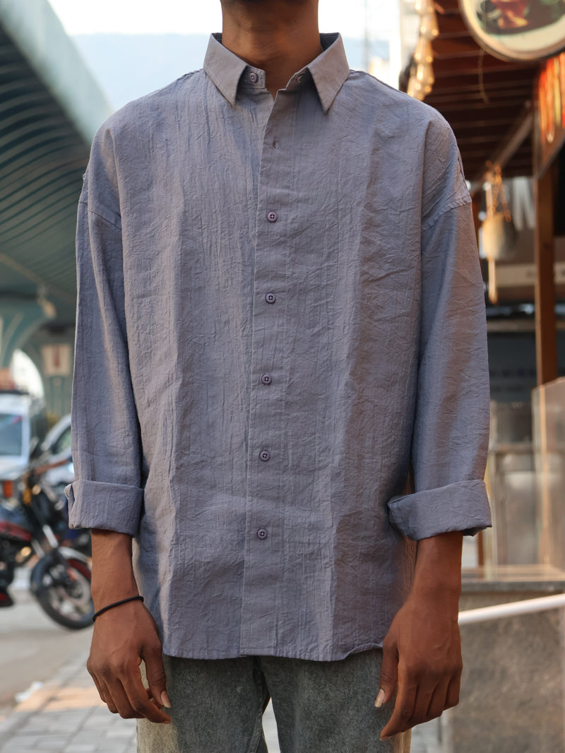 Vintage Grey Typography Printed Shirt
