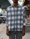 Grey Plaid Embroidered Rose Shirt