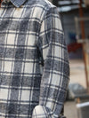 Grey Plaid Embroidered Rose Shirt