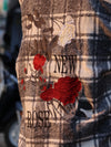 Grey Plaid Embroidered Rose Shirt