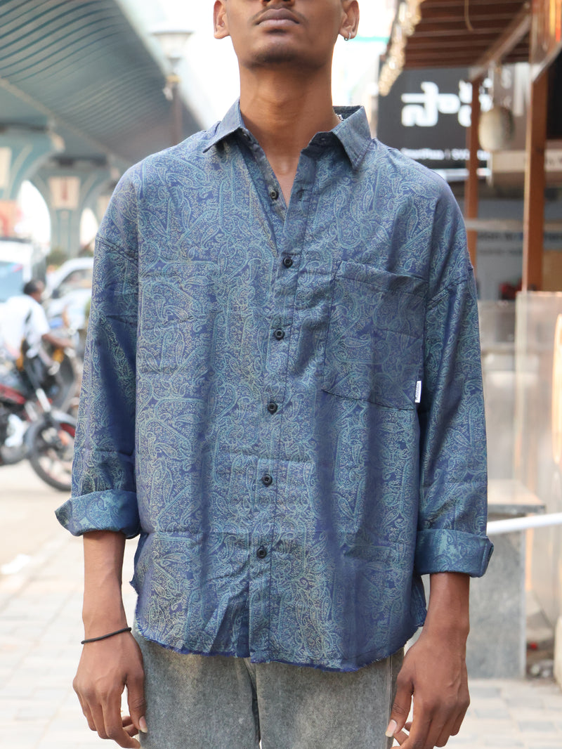 Navy Paisley Graphic Statement Shirt