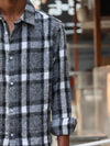 Black & White Plaid Embroidered Rose Shirt