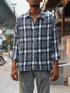 Black & White Plaid Embroidered Rose Shirt