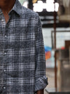 Grey Plaid Embroidered Rose Shirt