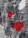 Grey Plaid Embroidered Rose Shirt