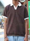 Retro-Textured Basketweave Polo