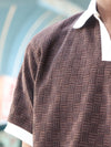 Retro-Textured Basketweave Polo