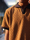 Ochre Basketweave Textured Polo