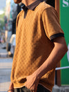 Ochre Basketweave Textured Polo